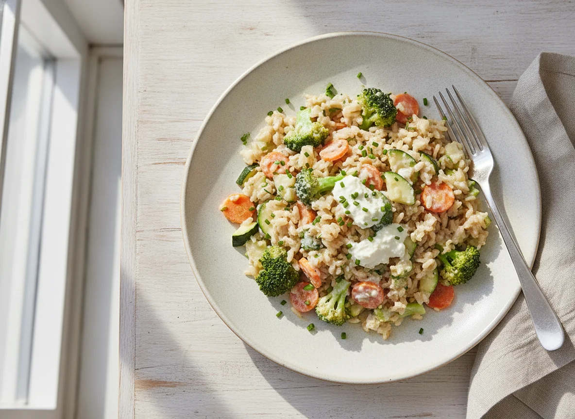 Gemüse-Reis-Pfanne mit Brokkoli photo