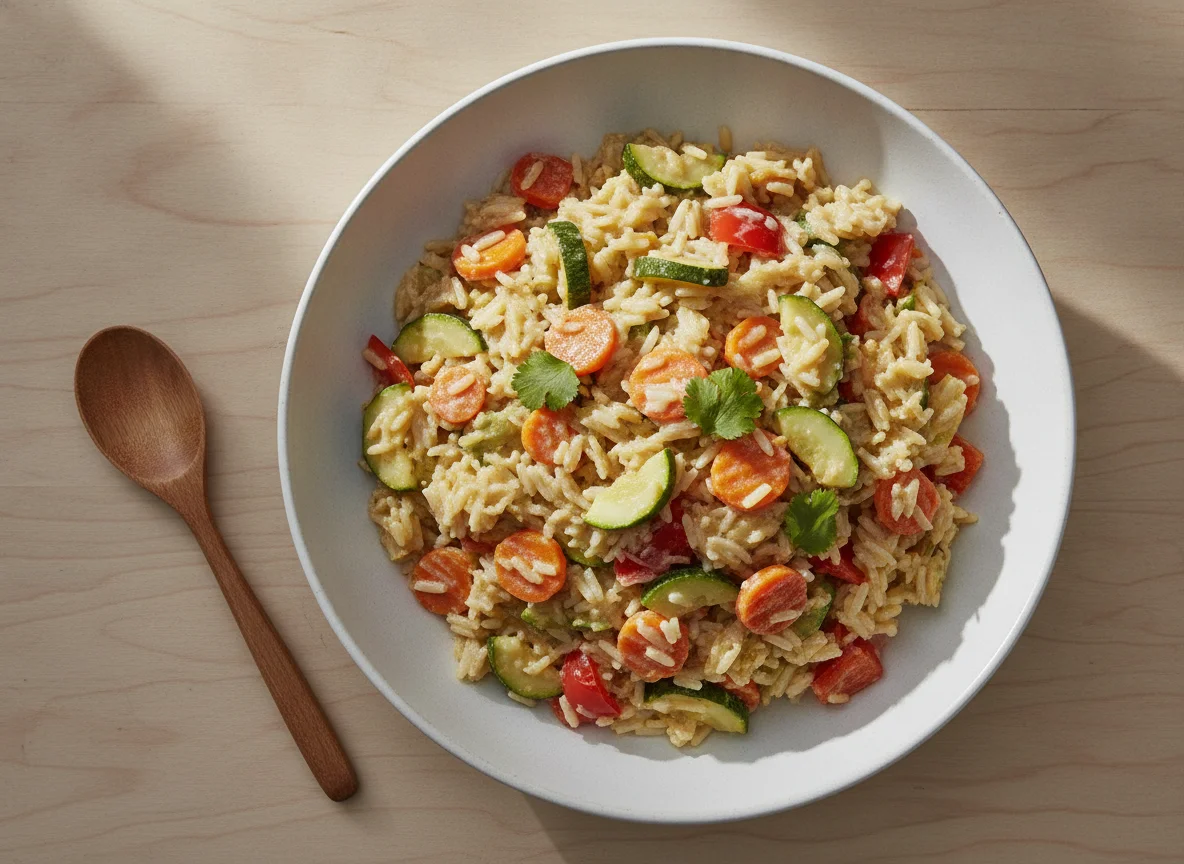 Gemüse-Reis-Pfanne mit Kokosmilch photo