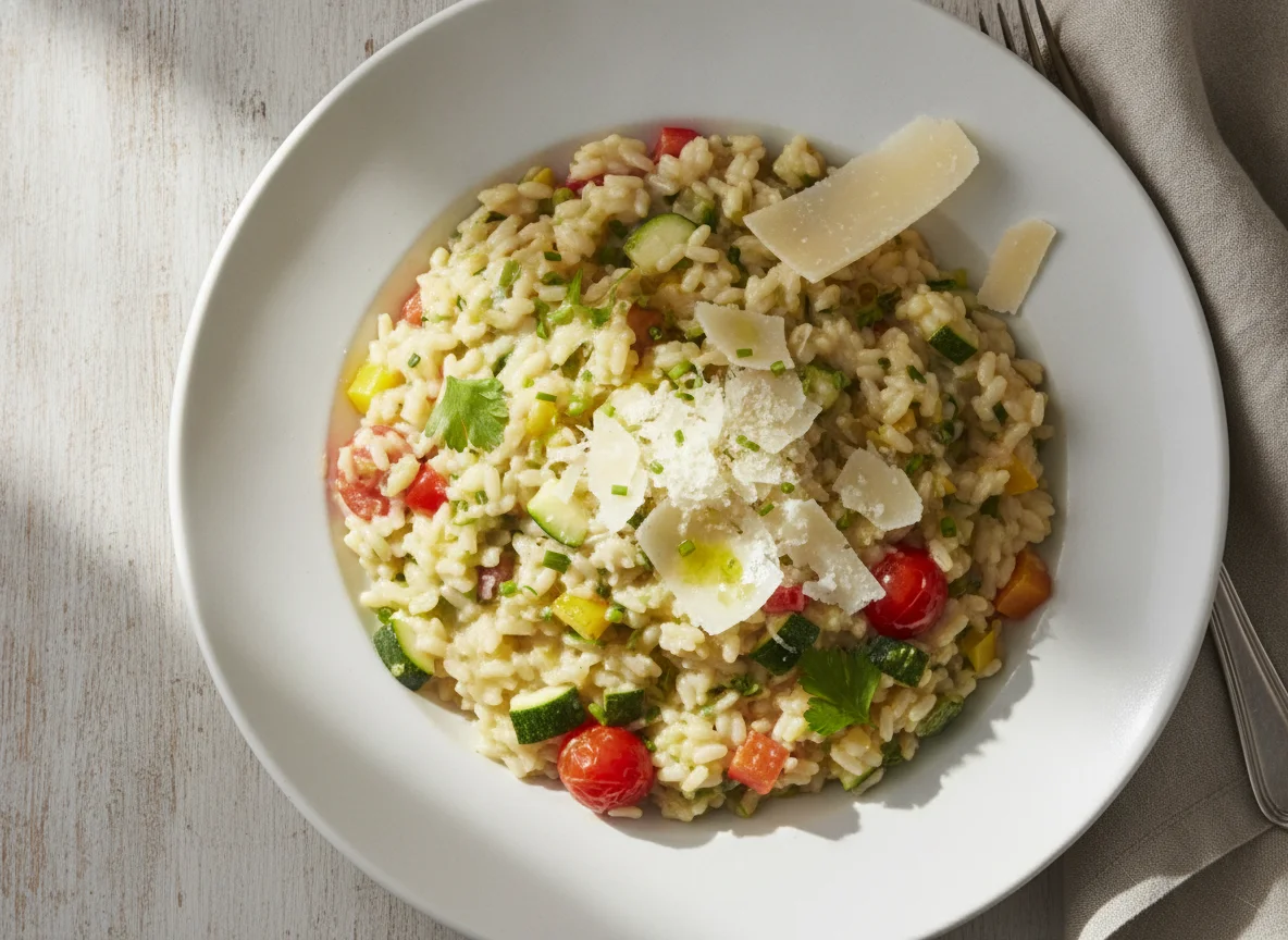 Gemüse-Risotto mit Parmesan photo