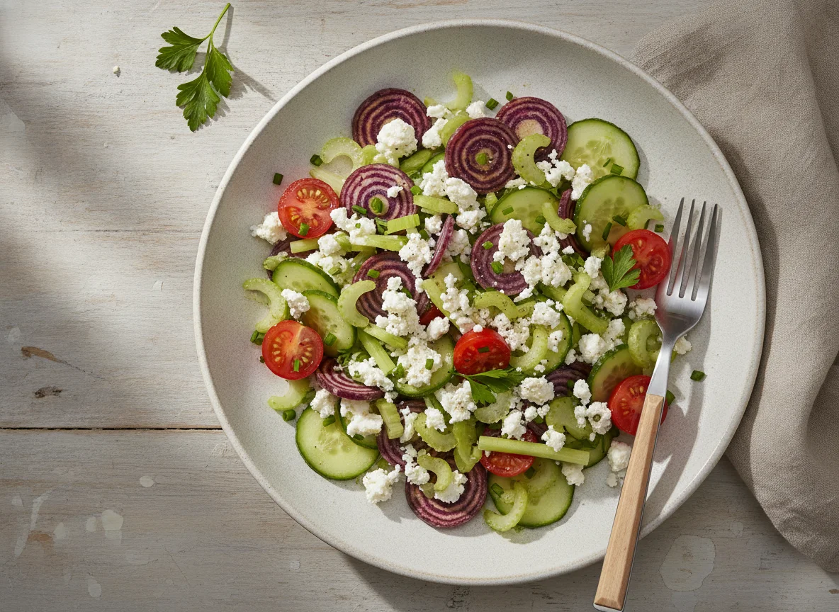 Gemüsesalat mit Hüttenkäse photo