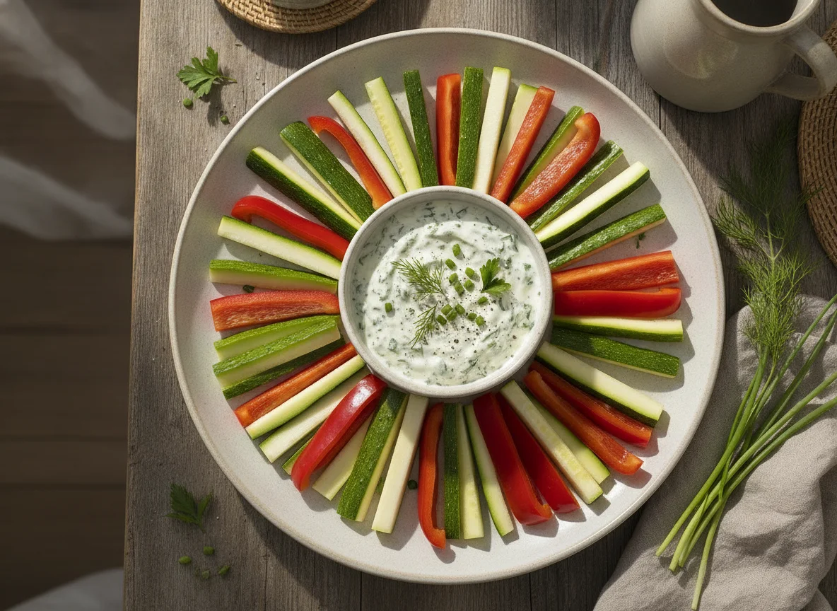 Gemüsesticks mit Kräuterdip photo