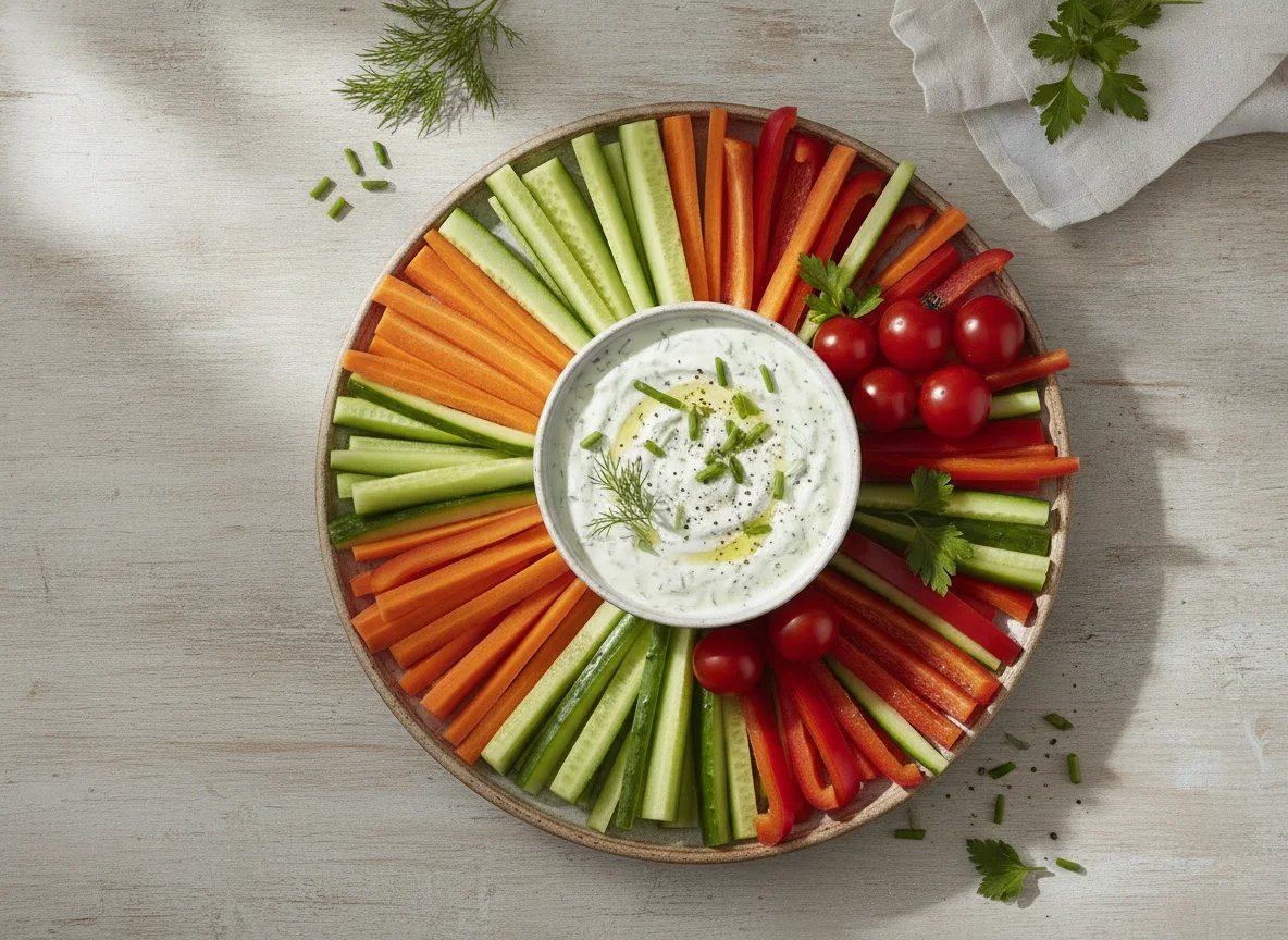 Gemüsesticks mit Kräuterquark-Dip photo