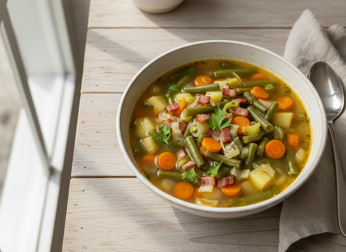 Gemüsesuppe mit Bohnen und Karotten photo