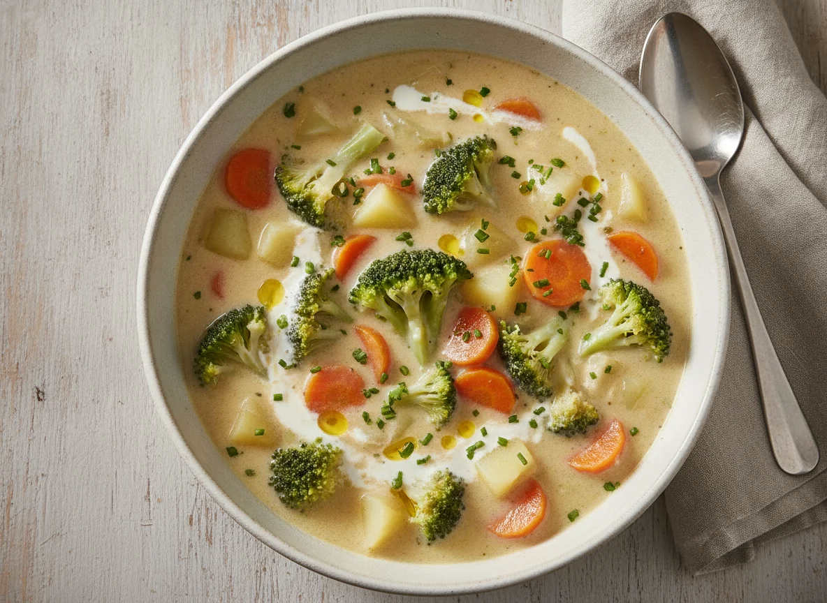 Gemüsesuppe mit Brokkoli und Karotten photo