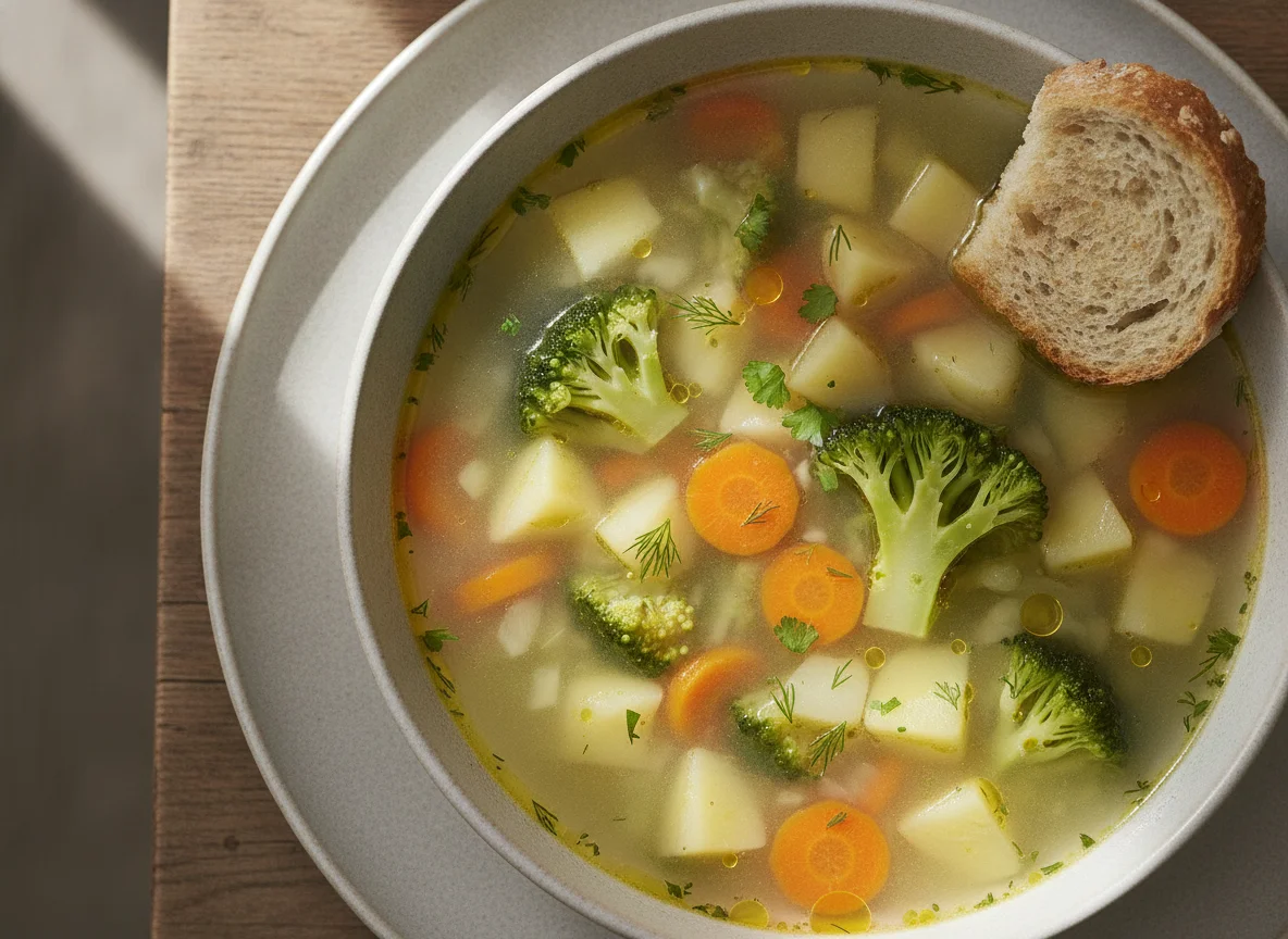 Gemüsesuppe mit Brokkoli und Kartoffeln photo