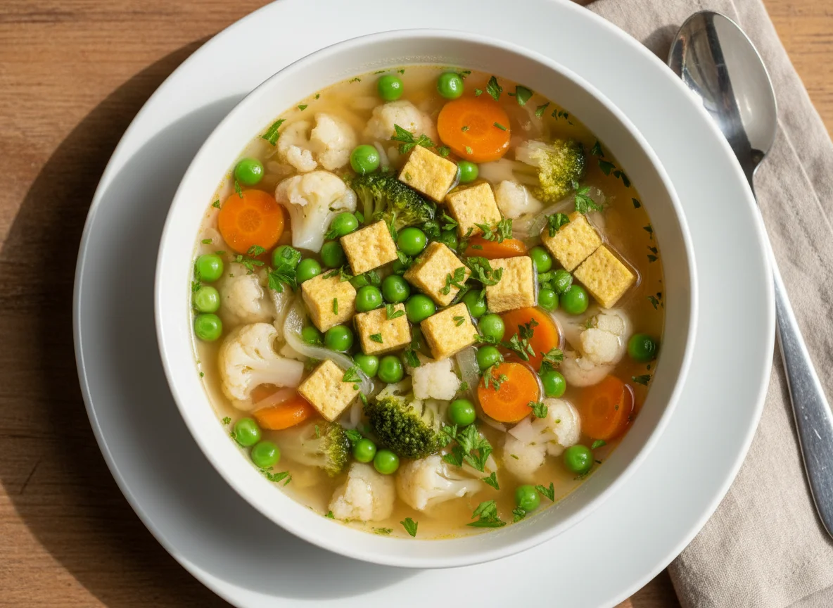 Gemüsesuppe mit Eierstich photo