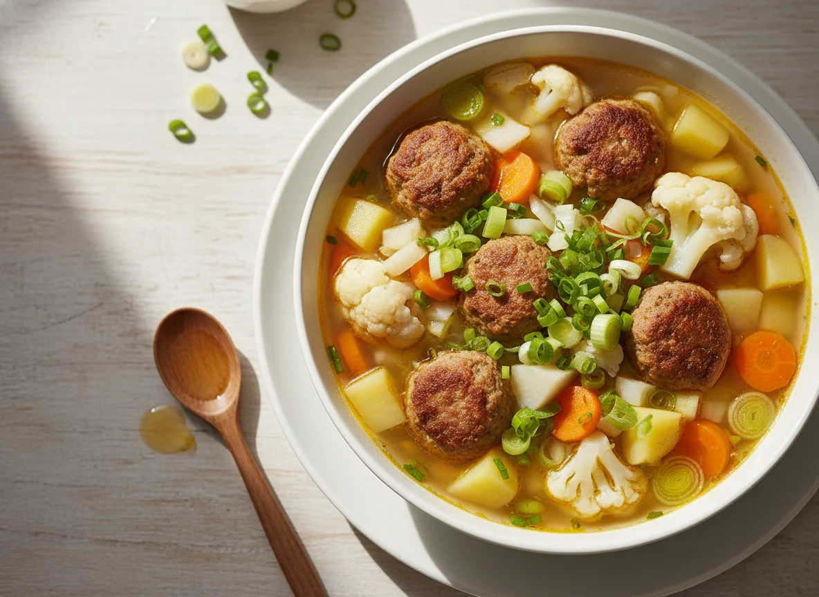 Gemüsesuppe mit Frikadellen photo