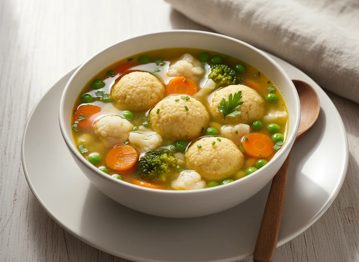 Gemüsesuppe mit Grießklößchen photo