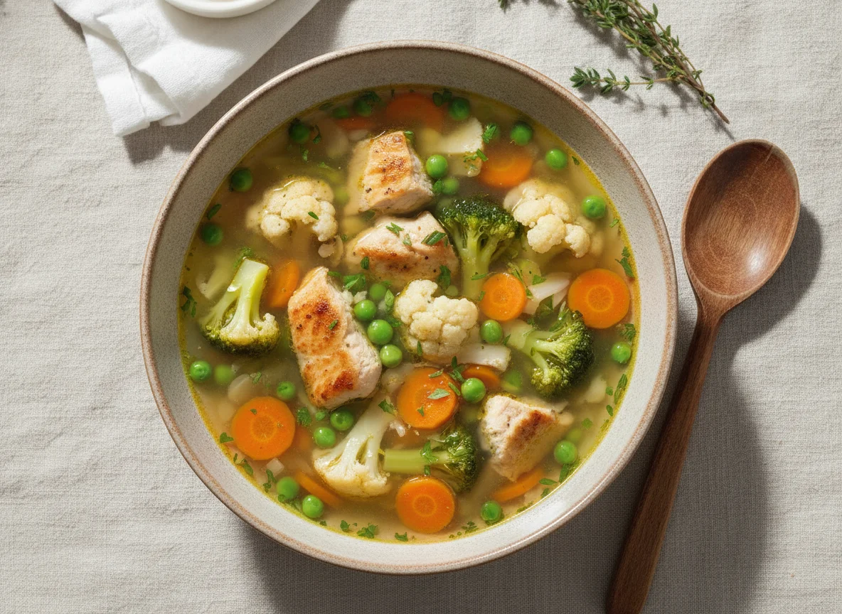 Gemüsesuppe mit Hähnchen photo