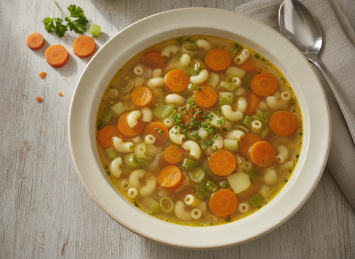 Gemüsesuppe mit Hörnchennudeln photo