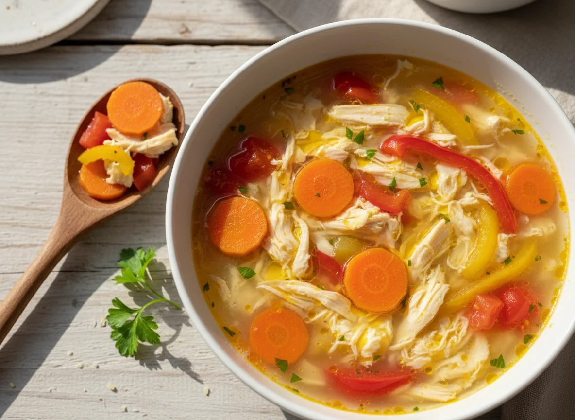 Gemüsesuppe mit Hühnchen photo