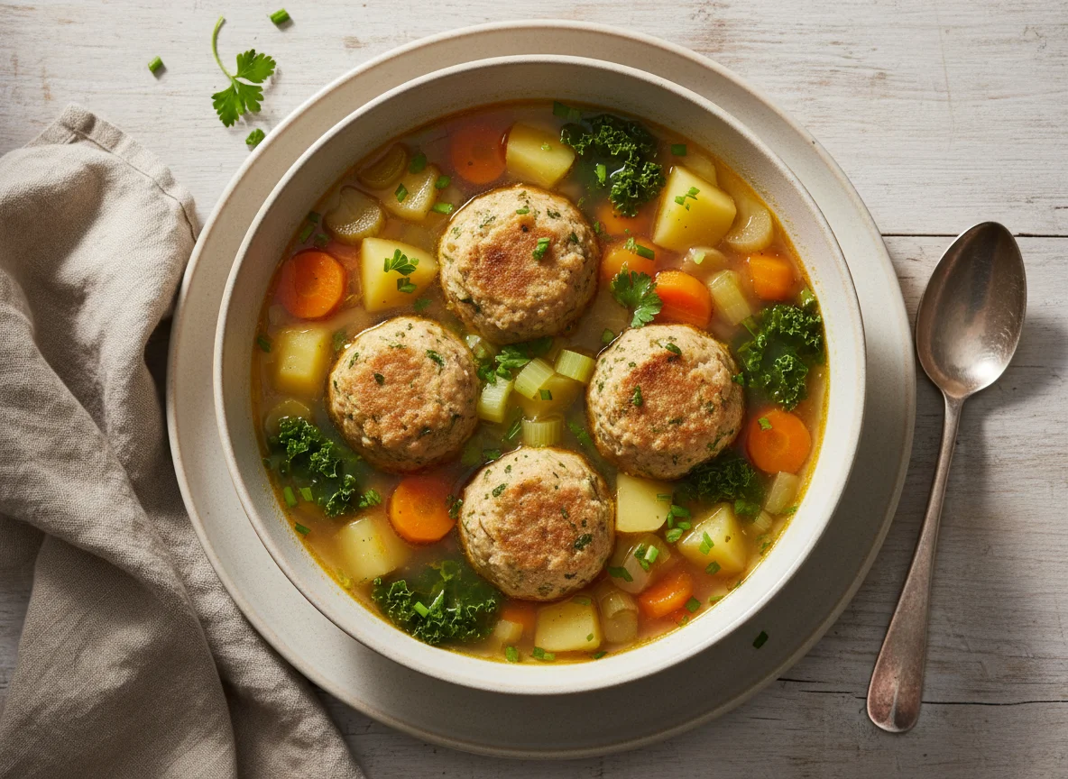 Gemüsesuppe mit Knödel photo