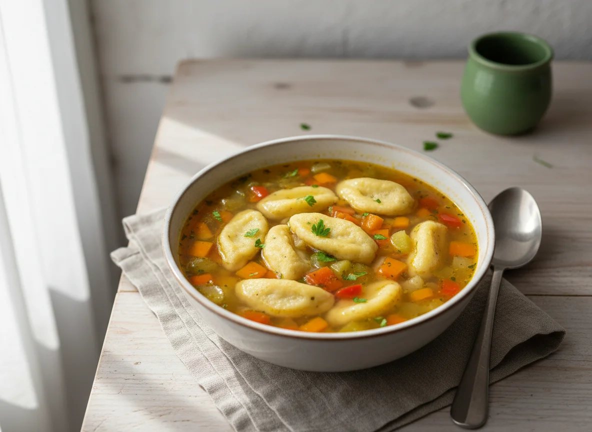 Gemüsesuppe mit Nockerl photo