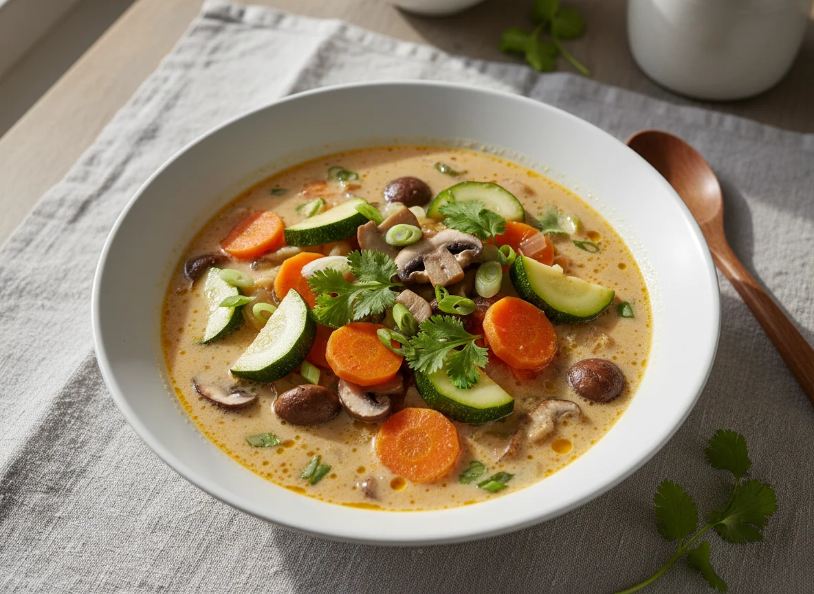 Gemüsesuppe mit Pilzen und Karotten photo