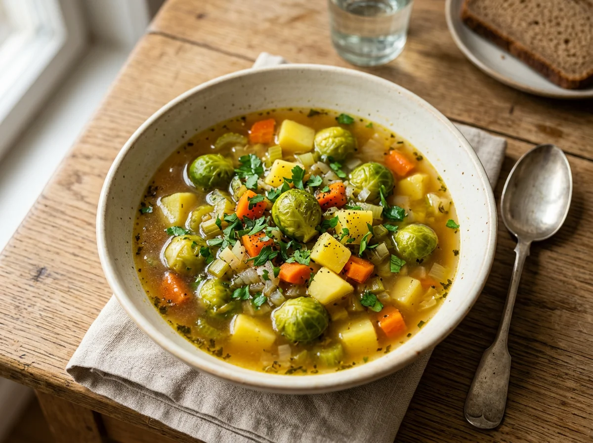 Gemüsesuppe mit Rosenkohl photo