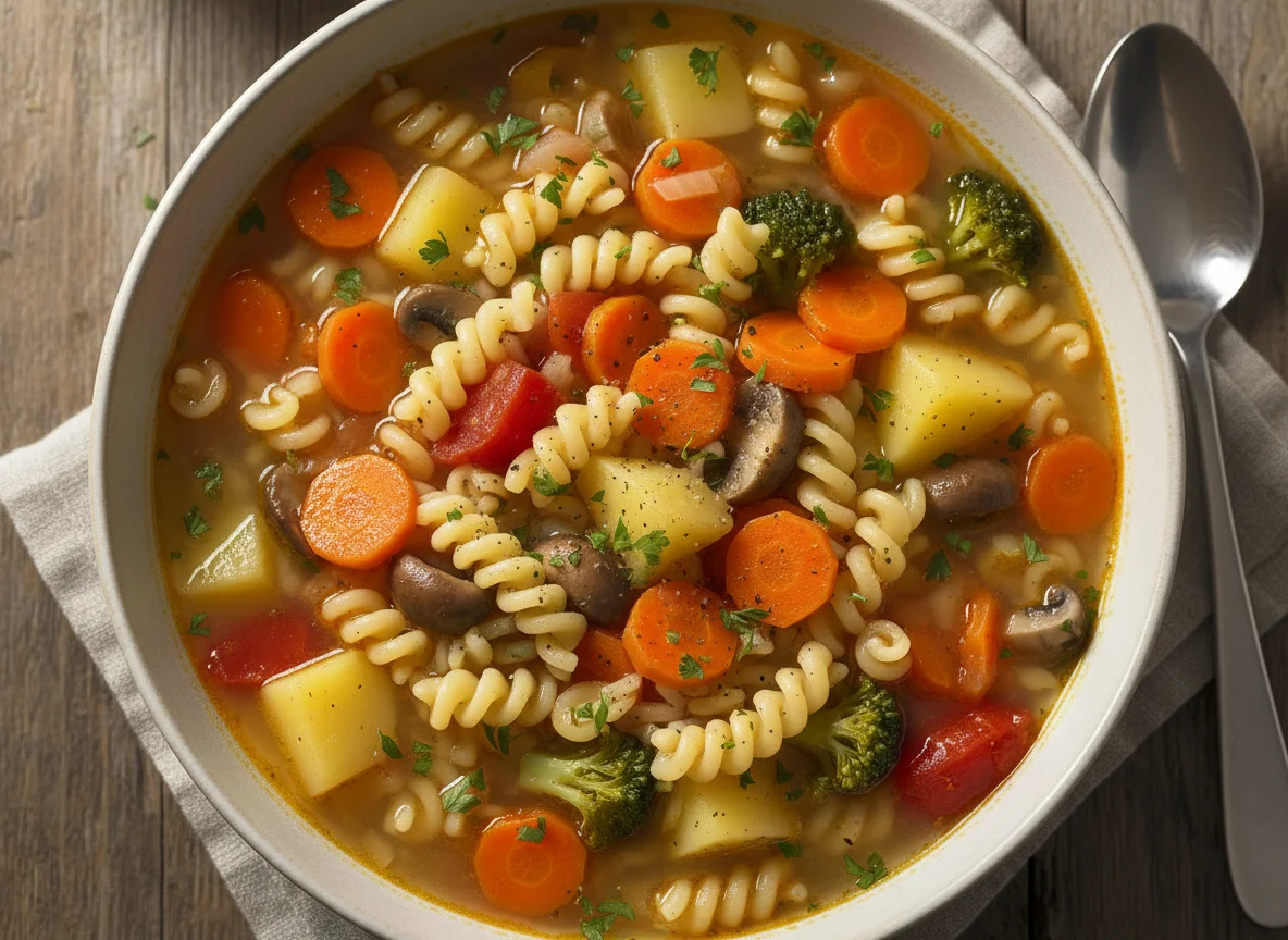 Gemüsesuppe mit Teigwaren photo