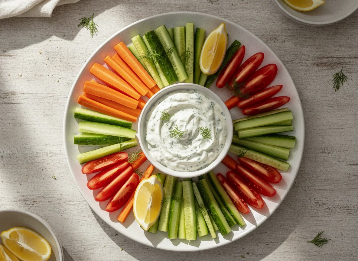 Gemüseteller mit Dip photo