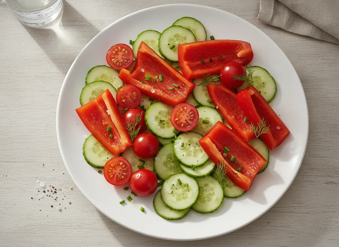 Gemüseteller mit Gurken, Tomaten und Paprika photo