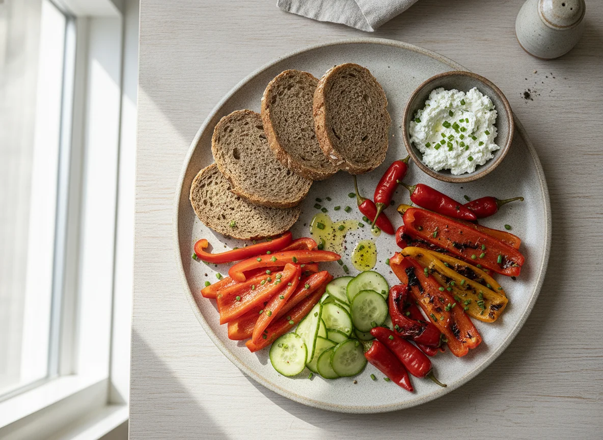 Gemüseteller mit Vollkornbrot photo