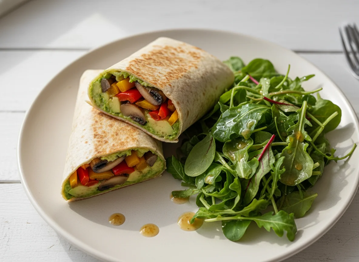 Gemüse-Wrap mit gemischtem Salat photo