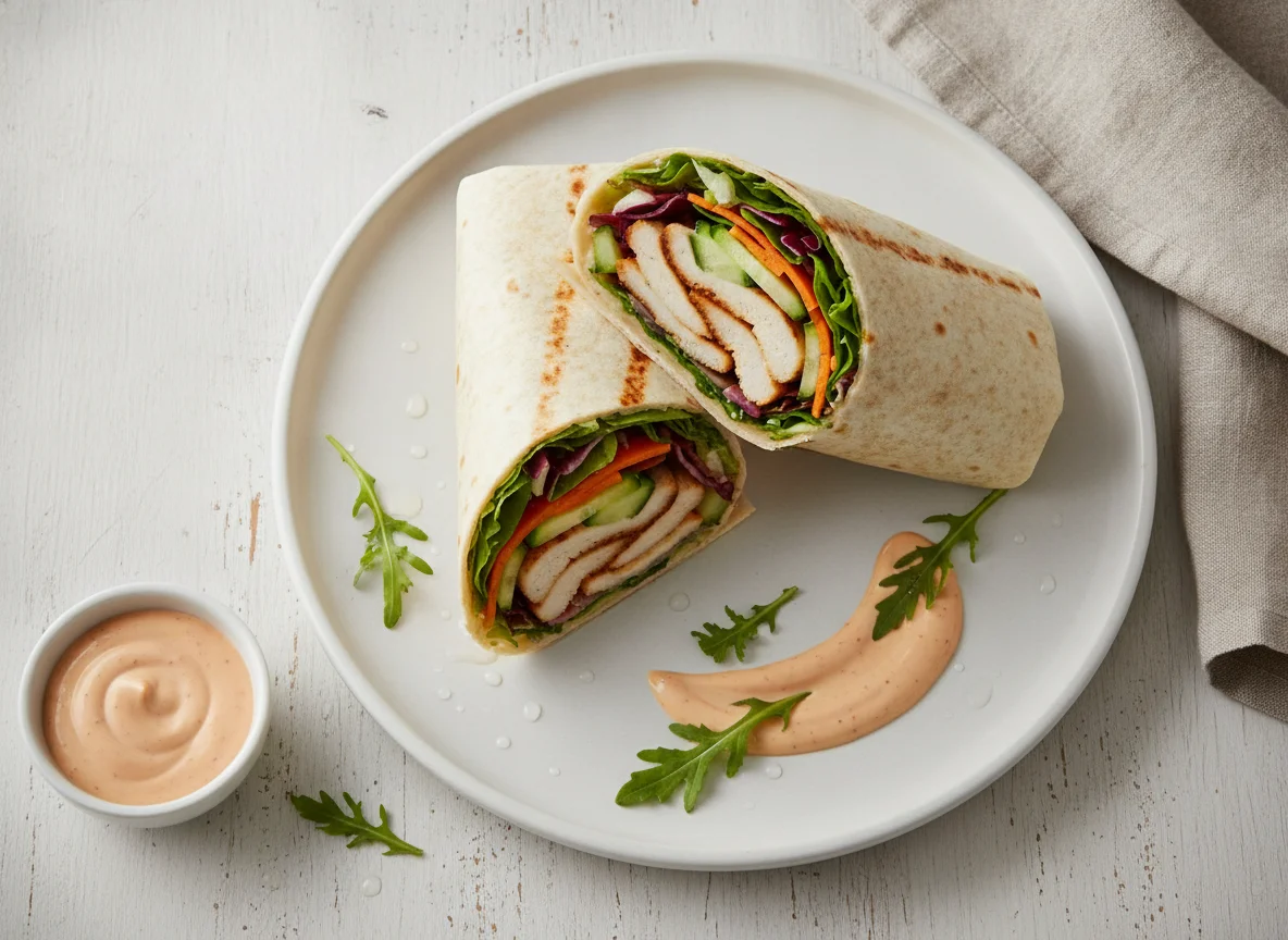 Gemüse-Wrap mit Hähnchen photo