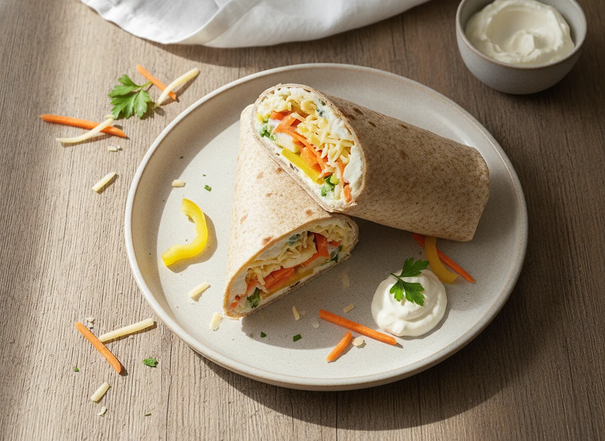 Gemüse-Wrap mit Käse photo
