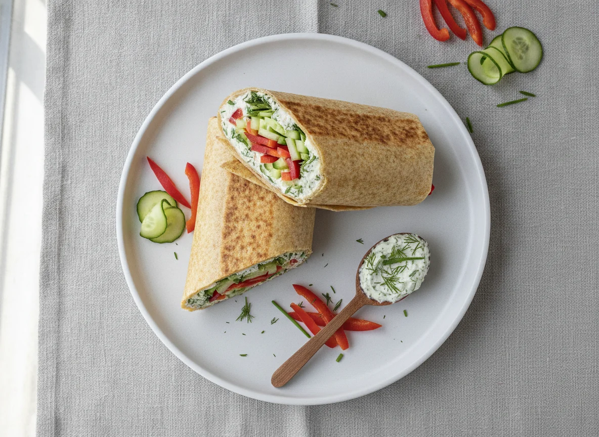 Gemüse-Wrap mit Kräutercreme photo