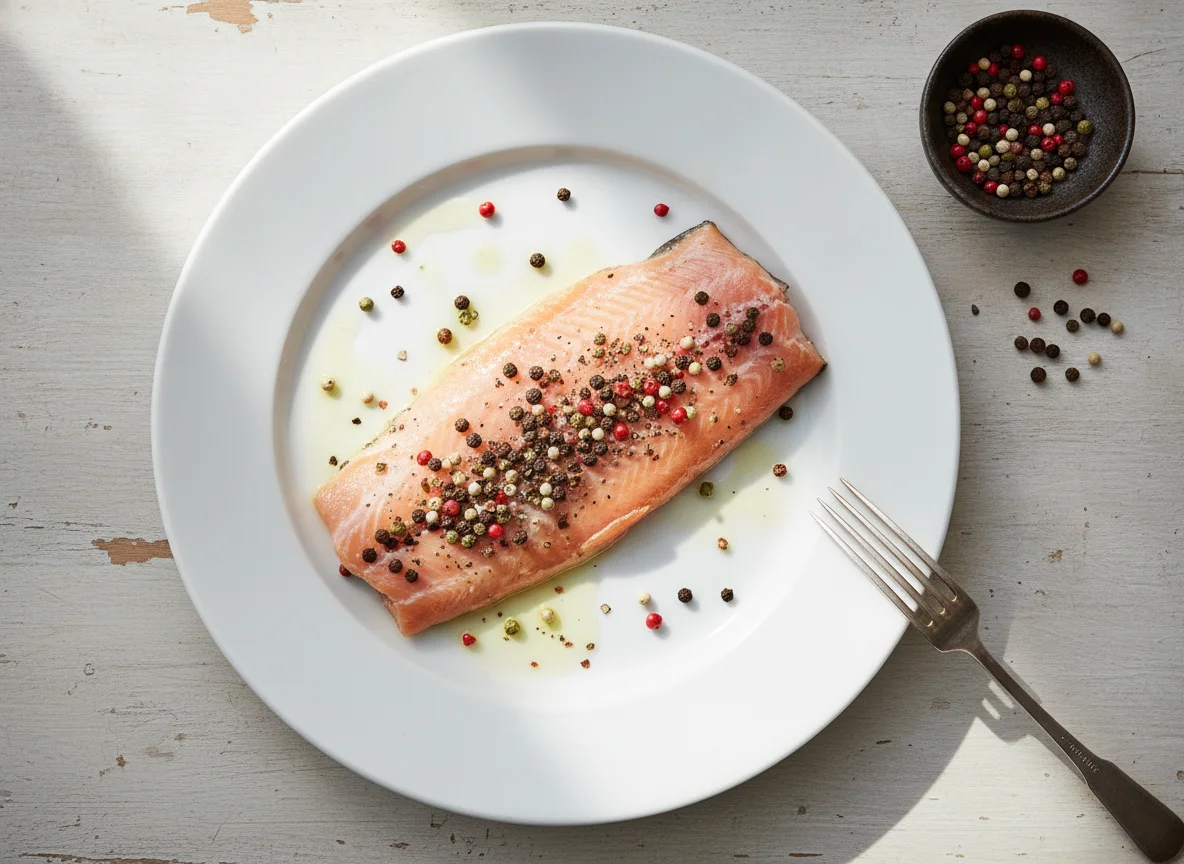 Geräuchertes Forellenfilet mit Pfeffer photo