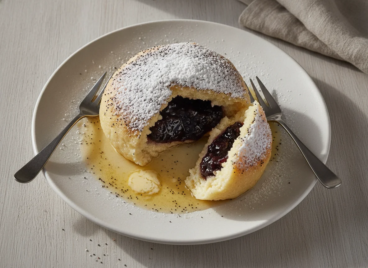 Germknödel mit Mohnzucker und Butter photo