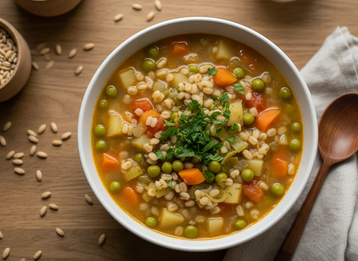 Gerstensuppe mit Gem\u00fcse photo