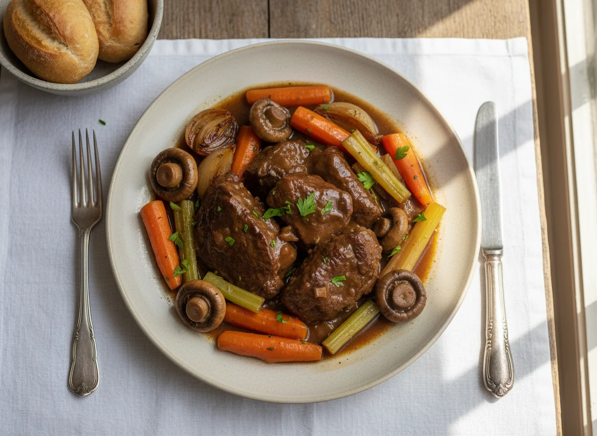 Geschmortes Fleisch mit Gemüse photo