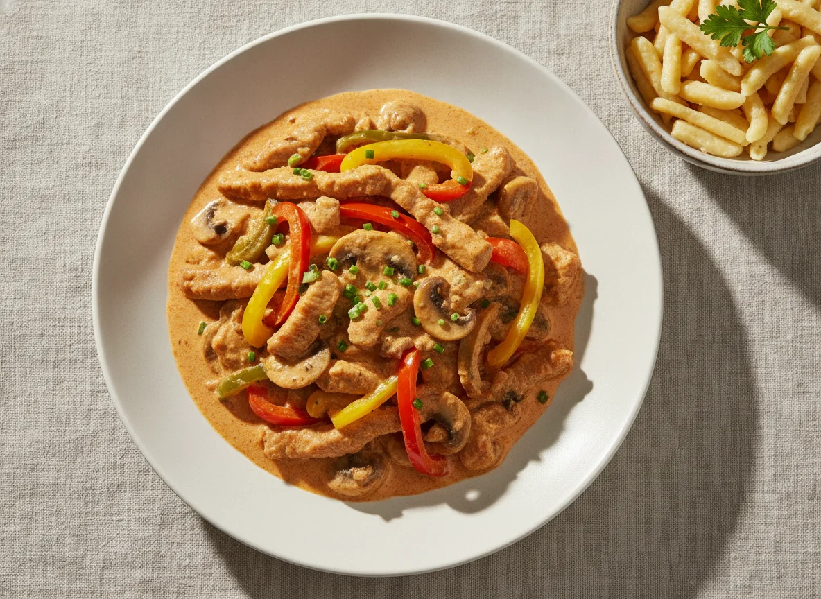 Geschnetzeltes in Paprika-Rahm-Sauce photo
