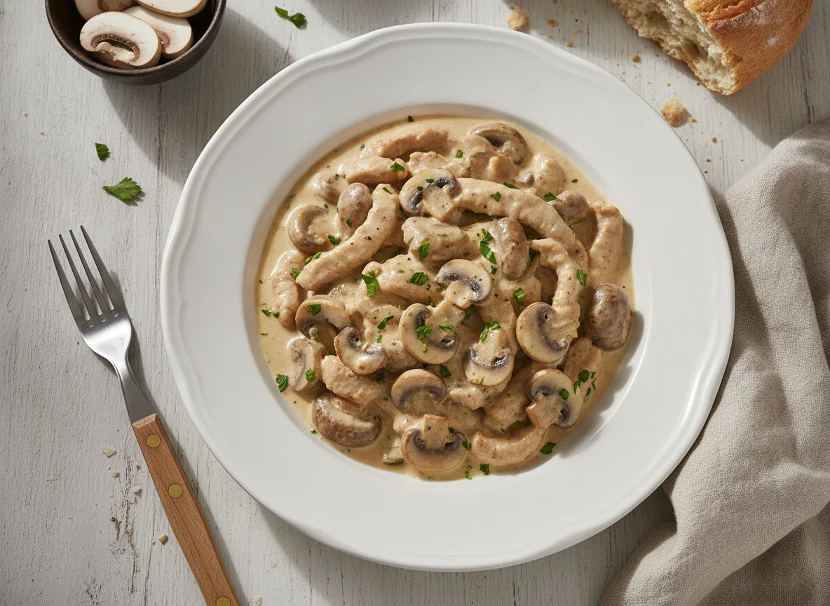 Geschnetzeltes mit Champignons in Rahmsauce photo
