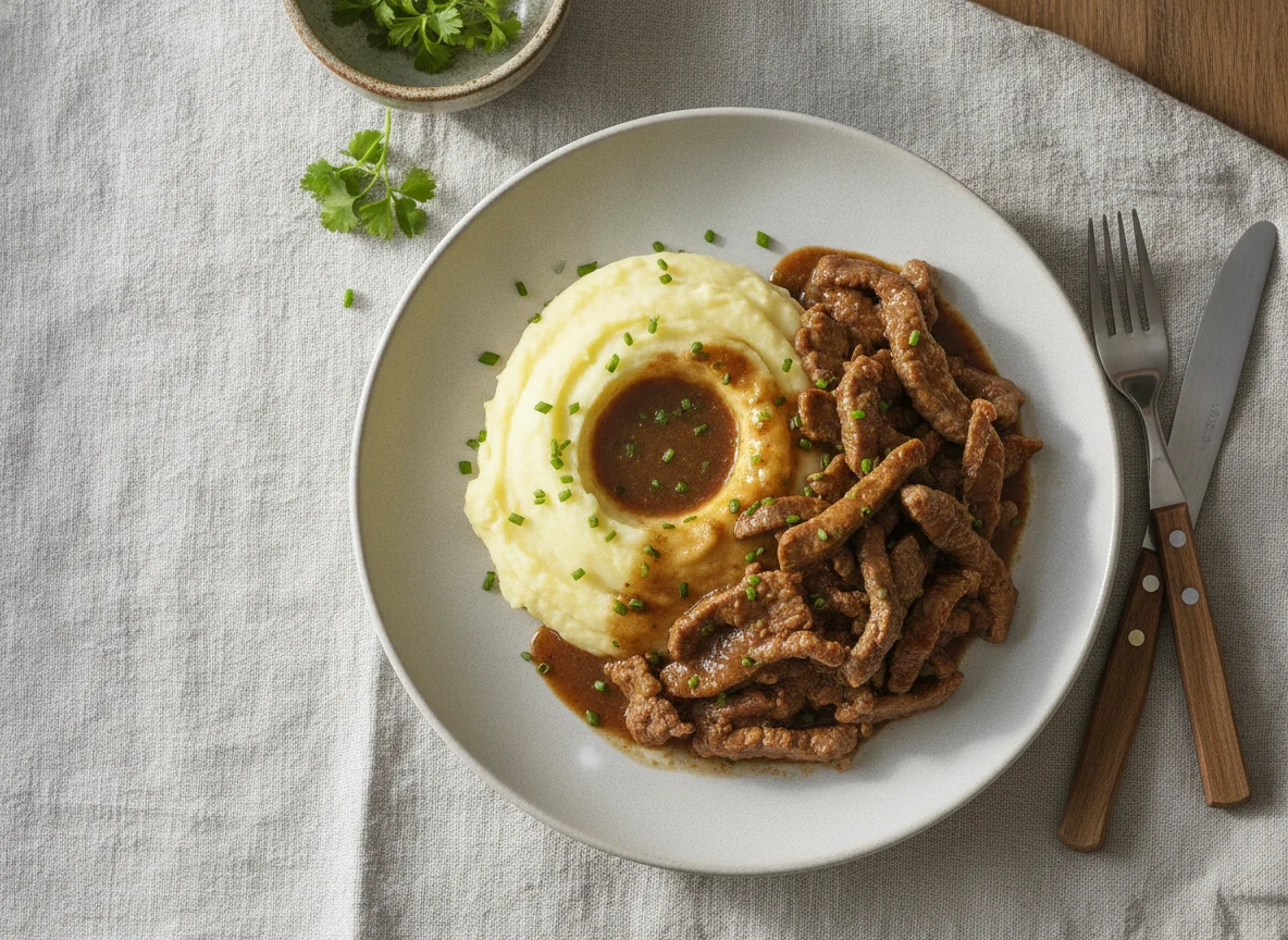 Geschnetzeltes mit Kartoffelstock photo