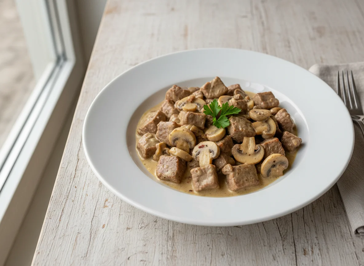 Geschnetzeltes mit Pilzrahmsauce photo