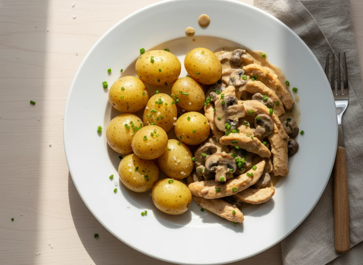 Geschnetzeltes mit Salzkartoffeln photo