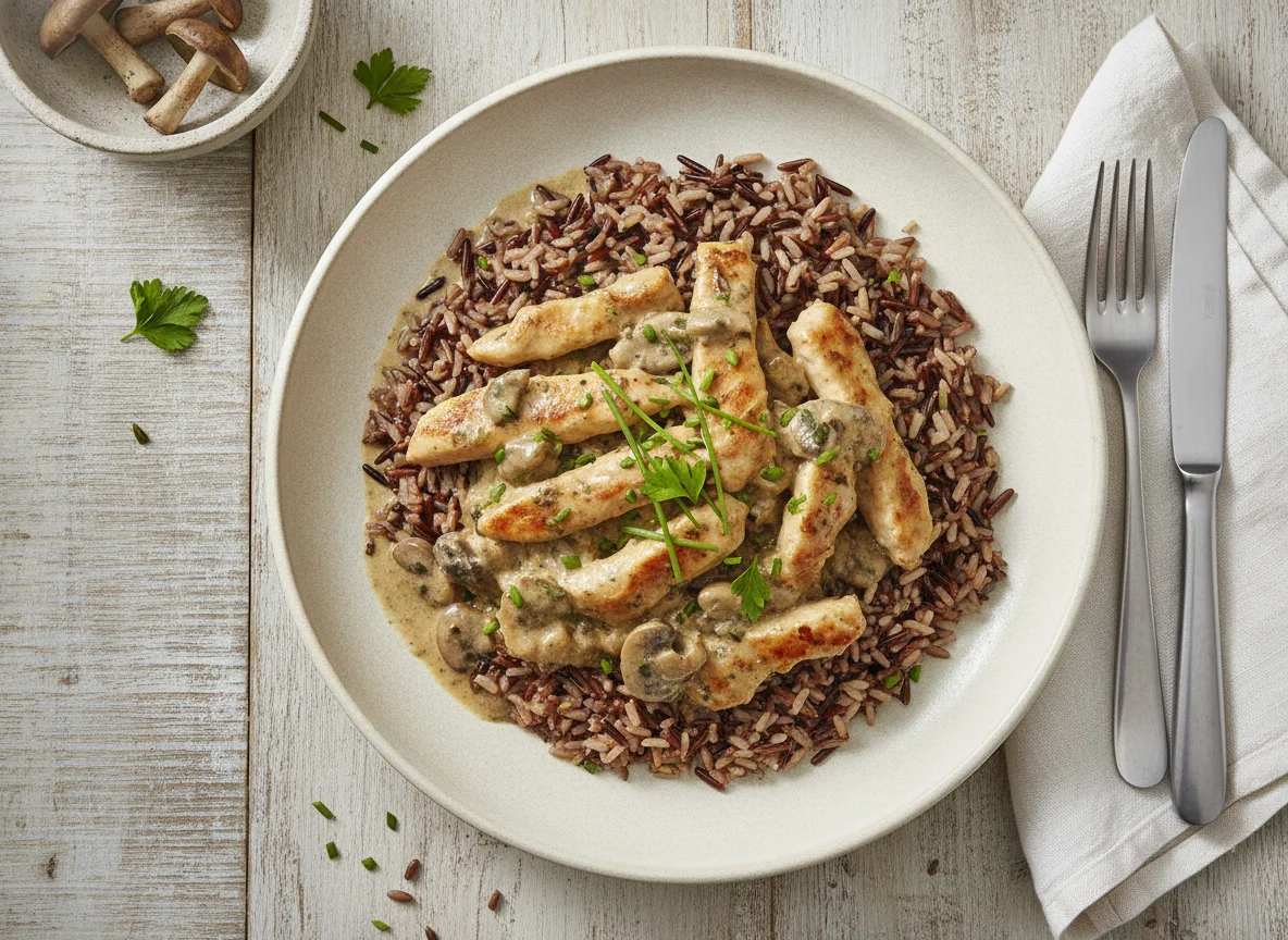 Geschnetzeltes mit Wildreis-Mischung photo