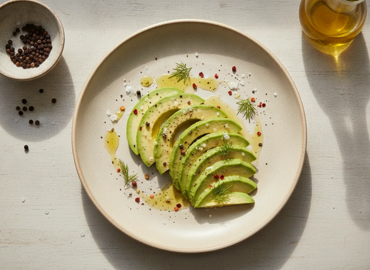 Geschnittene Avocado mit Gewürzen photo