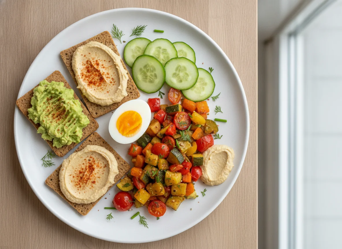 Gesundes Frühstück mit Gemüse und Ei photo