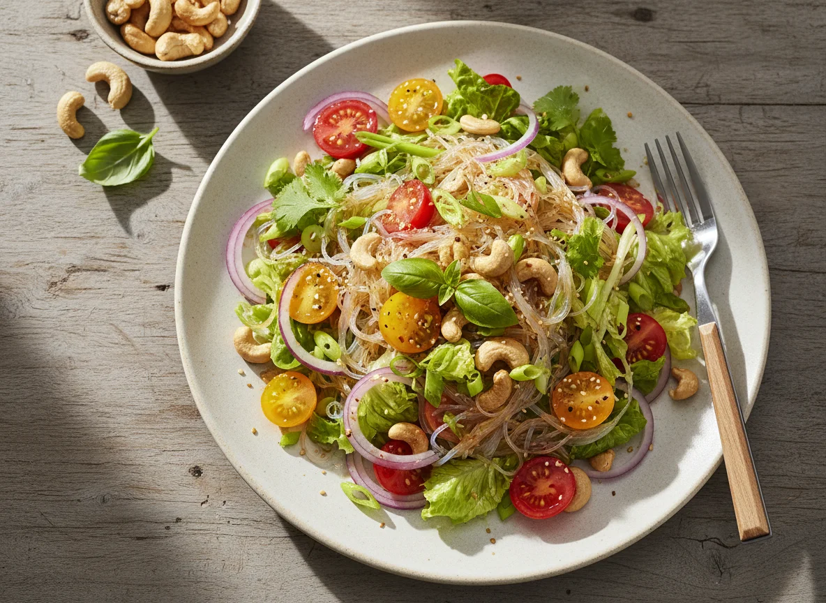 Glasnudelsalat mit Cashewkernen photo