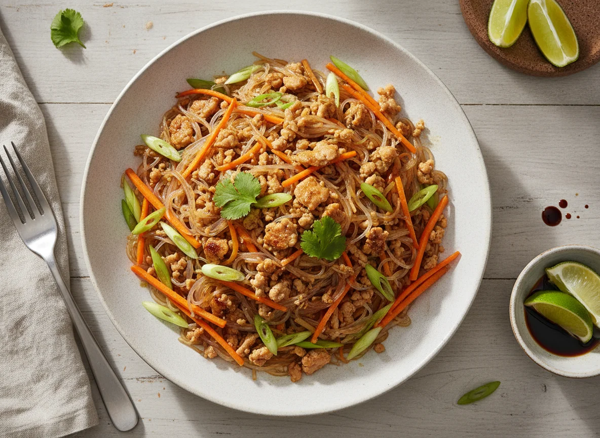 Glasnudelsalat mit Hackfleisch und Gemüse photo