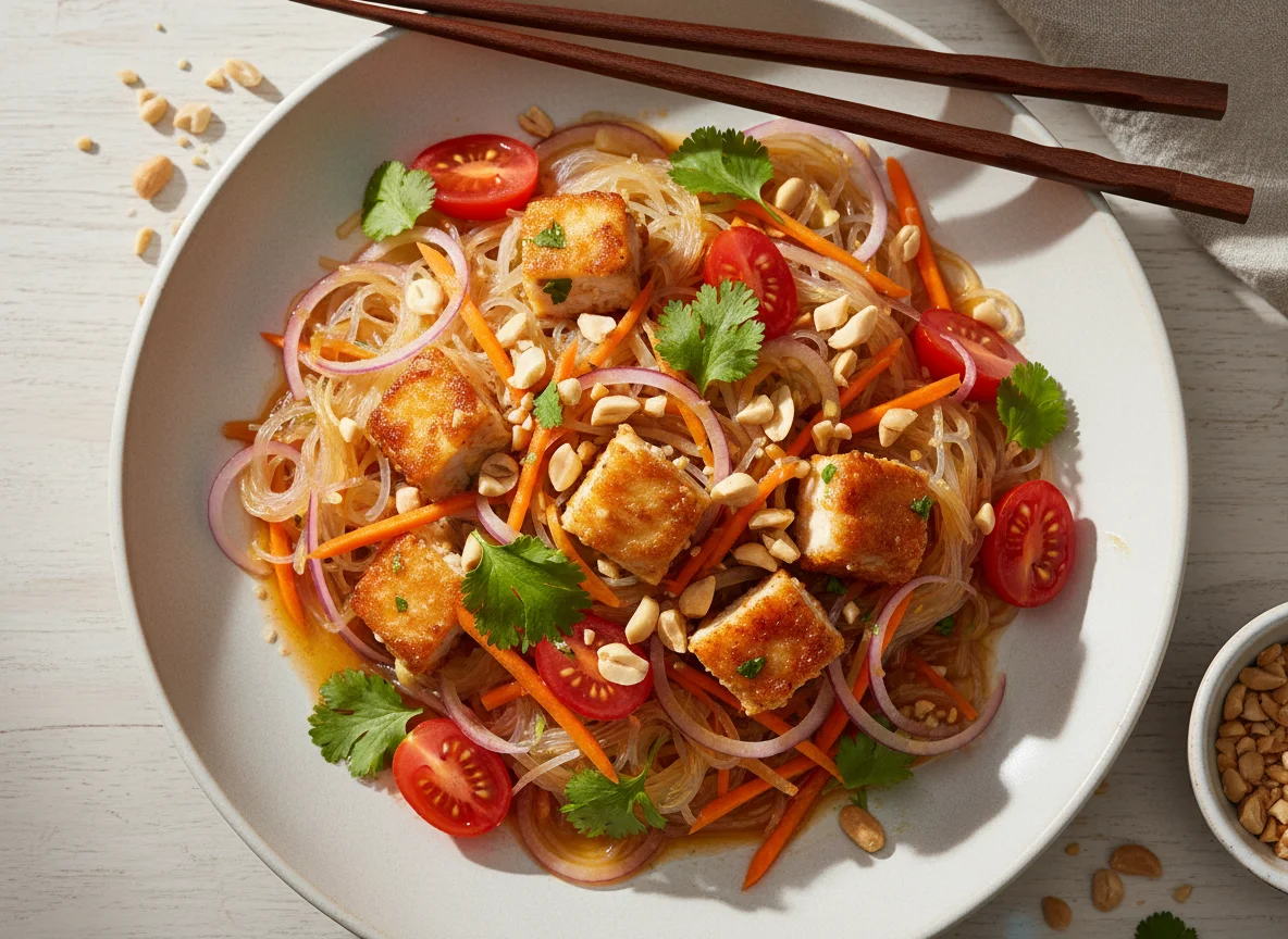 Glasnudelsalat mit Hähnchen und Erdnüssen photo