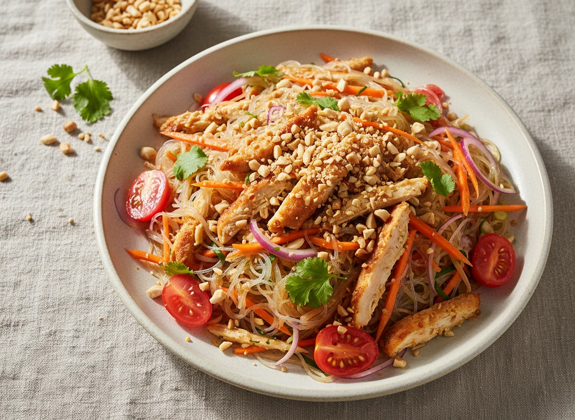 Glasnudelsalat mit Huhn und Erdnüssen photo