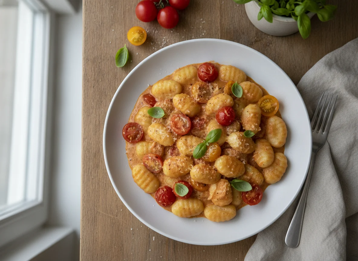 Gnocchi in Tomaten-Sahnesauce mit Kirschtomaten photo