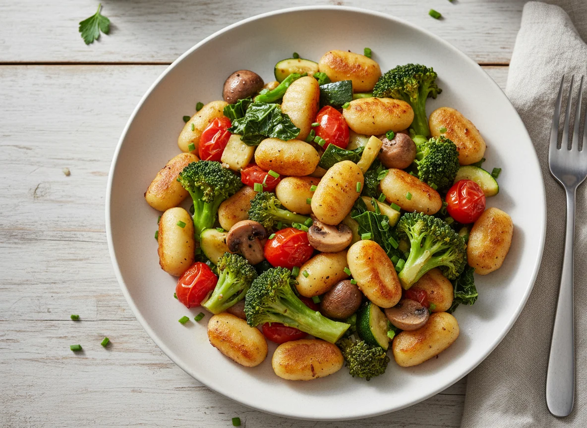 Gnocchi mit gebratenem Gemüse photo