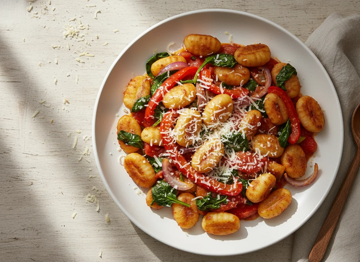 Gnocchi mit Gemüse und Parmesan photo