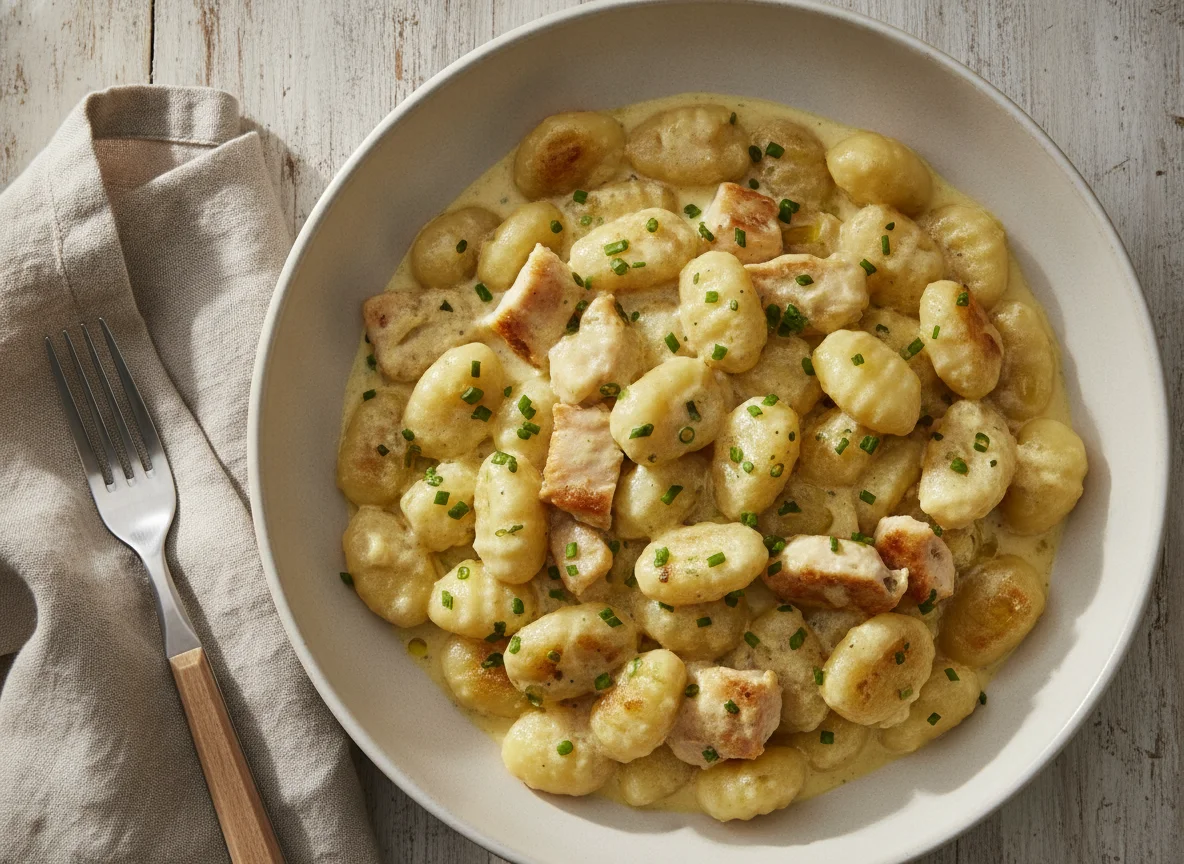 Gnocchi mit Hähnchen in Sahnesauce photo