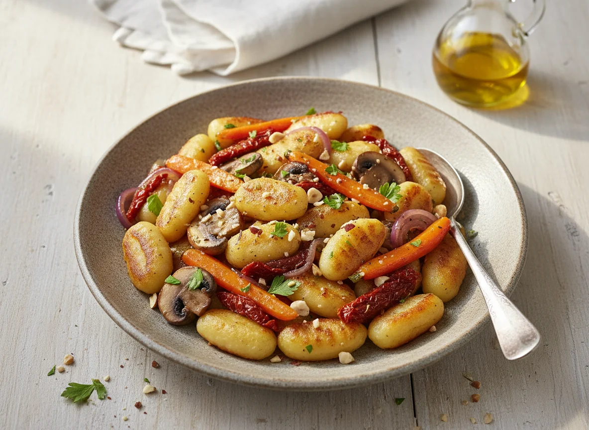 Gnocchi mit Pilzen und Gemüse photo