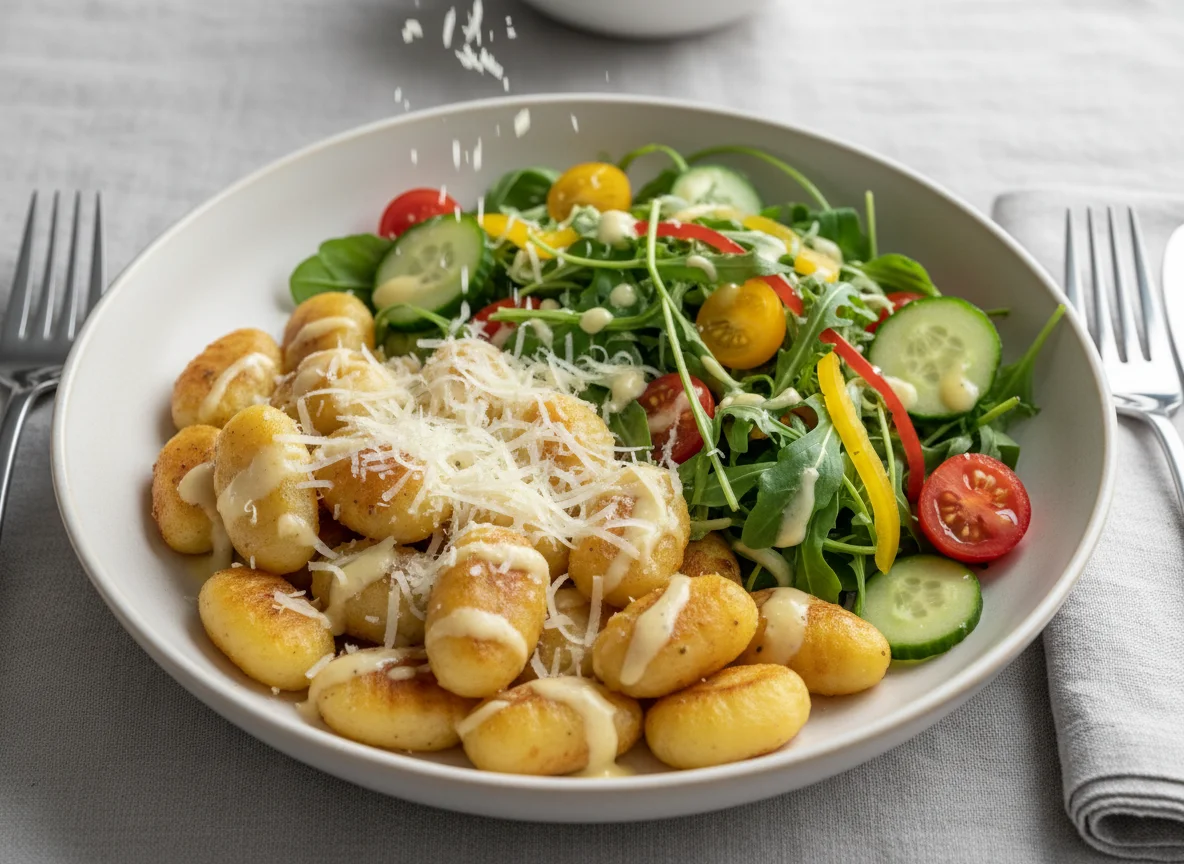 Gnocchi mit Salat photo