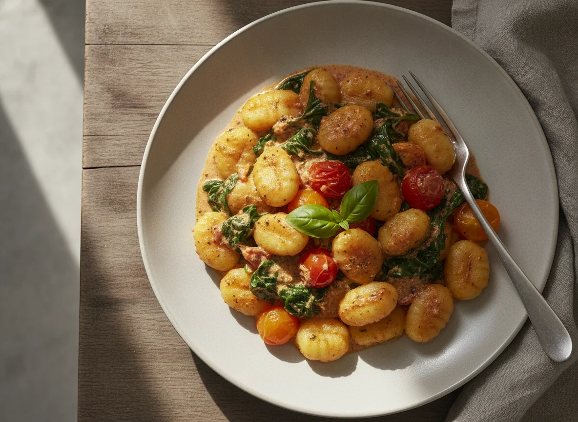 Gnocchi mit Spinat und Tomaten-Sahnesauce photo